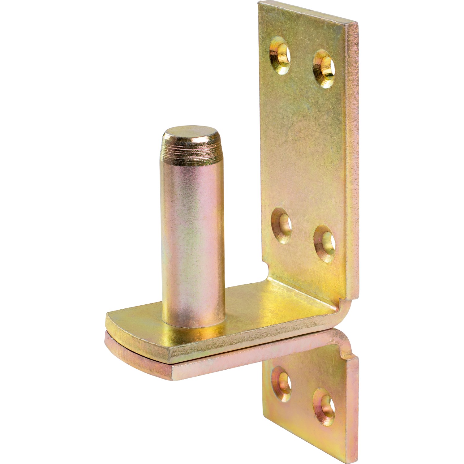 Cerniera a vite D1 zincata gialla, 116x40 mm, perno Ø 16 mm, per fissaggio di bandelle.