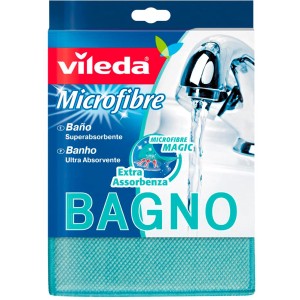 Panno in microfibra Vileda per bagno, panno in microfibra verde acqua per la pulizia del bagno.