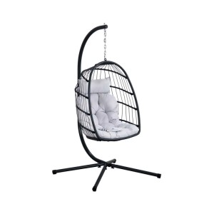 Poltrona sospesa in rattan e acciaio Gaia 74x64x106 cm nero