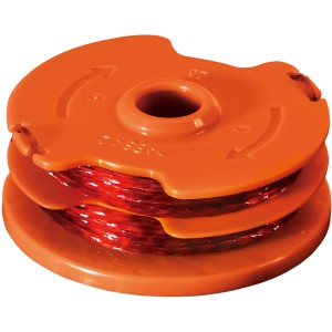 Bobina di ricambio Worx WA0007 per tagliaerba, arancione con filo rosso.