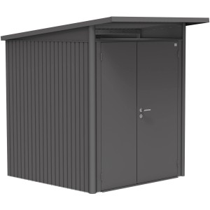Casetta da giardino in metallo Biohort AvantGarde A1 grigio scuro metallizzato con doppia porta.