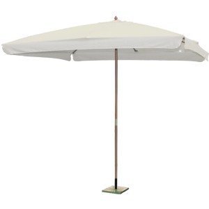 Ombrellone da balcone t.b.t. con telo rettangolare color crema e supporto in legno.