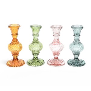 Portacandela in vetro Ø8,5xH17,5cm colori assortiti