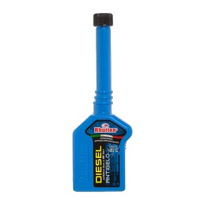 Additivo diesel Rhütten, contenitore blu con tappo nero.