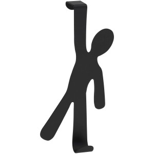 Gancio appendiabiti da porta Wenko Boy nero a forma di omino per giacche o asciugamani.