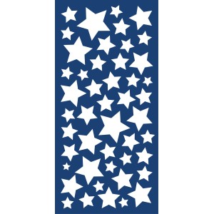Adesivo da parete con motivo a stelle su sfondo blu, ideale per camerette.