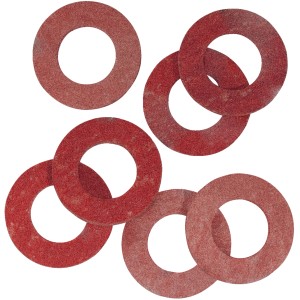 Guarnizioni in fibra t.b.t. rosse per applicazioni idrauliche.