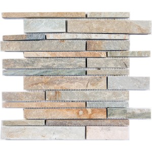 Piastrella mosaico effetto pietra naturale, beige-grigio, per pareti e pavimenti.