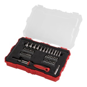 Set di cacciaviti t.b.t. con inserti in scatola rossa.