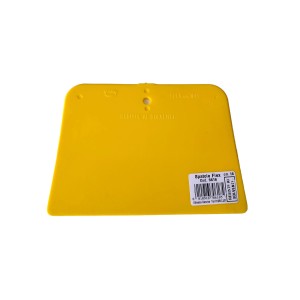 Spatola gialla t.b.t., strumento per lisciare e applicare, resistente ai solventi.