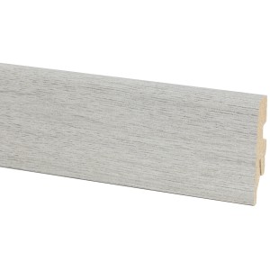 Battiscopa Rovere Fiorano, alta 60mm, decoro legno chiaro. Zoccolino con canalina.