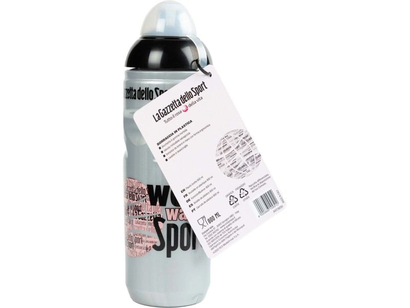 Borraccia plastica Gazzetta dello Sport 800 ml argento e rosa