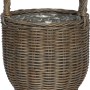Cesto in polyrattan grigio con manici, 27,5x27,5x31,5 cm, ideale come portavaso per interni ed esterni.