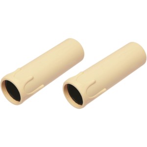 Due paralumi beige in plastica t.b.t. per lampada a portale.