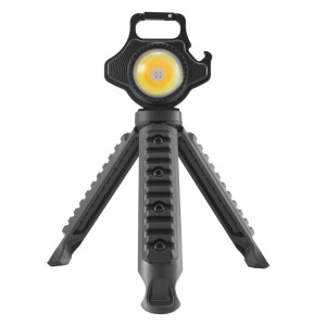 Torce t.b.t. nera con treppiede e moschettone.