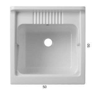 Lavatoio t.b.t. bianco, quadrato, con asse di lavaggio.