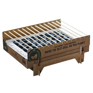 t.b.t. Barbecue usa e getta in cartone con carbonella e griglia.