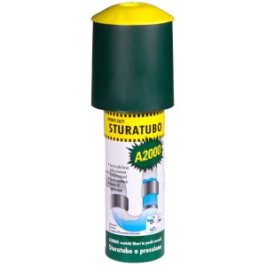 Sturatubo A2000 pulitore per tubi con coperchio giallo e rivestimento verde.
