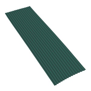 Lastra ondulata in plastica verde t.b.t. per coperture e rivestimenti murali.
