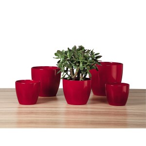 Scheurich vaso decorativo 920, Energy Red, Ø 25 cm. Vaso in ceramica rosso vivo per interni.