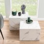 Set di 2 tavolini da salotto in legno Motrik effetto marmo bianco quadro h40 cm_4