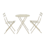 Set bistro AUSTIN beige in acciaio, composto da tavolo e due sedie. Pieghevole e salvaspazio.