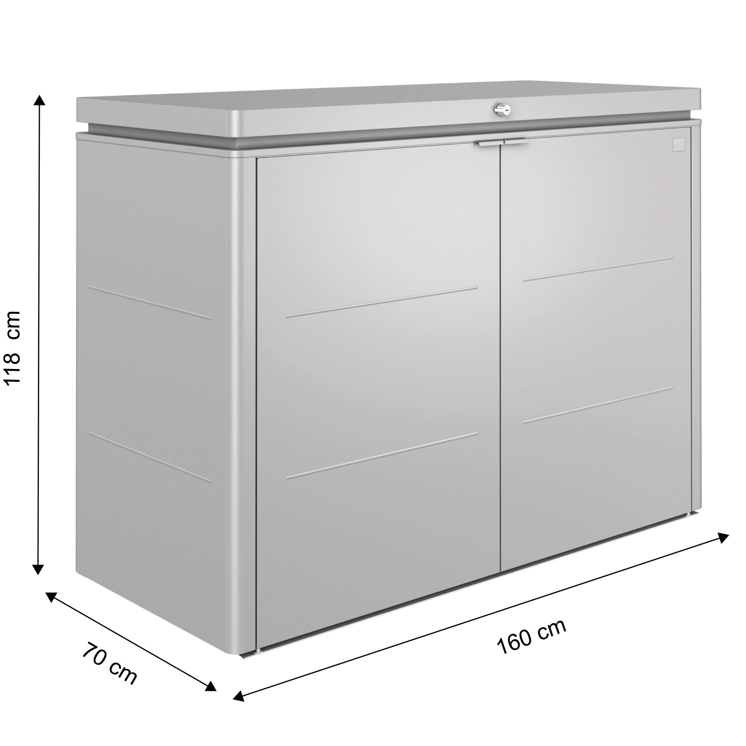 Biohort HighBoard 160 box da giardino in argento metallizzato: box universale per giardino, terrazza e balcone.