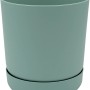 Vaso per piante t.b.t. verde menta con sottovaso coordinato.