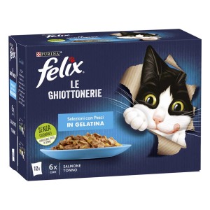 Cibo umido per gatti FELIX® Le Ghiottonerie™ tonno in gelatina e salmone 12x85 g