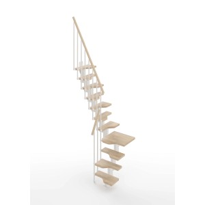 Scala interna t.b.t. con gradini in legno e ringhiera bianca.