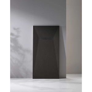 Piatto doccia t.b.t. grigio scuro con motivo a scanalature e scarico