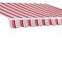Tenda da sole a strisce t.b.t. in rosso e beige per esterni.
