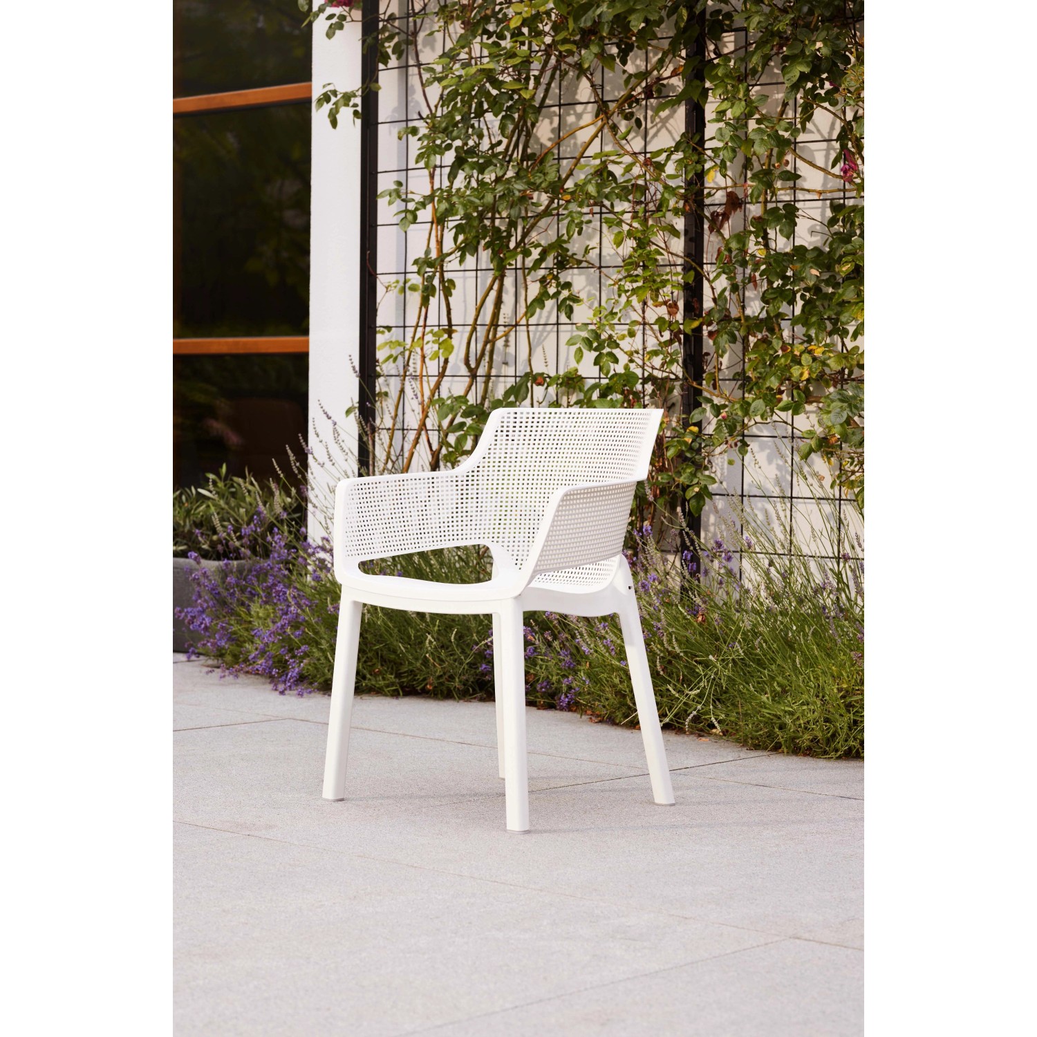 Sedia da giardino senza cuscino con braccioli Elisa bianco_4