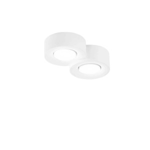 Plafoniera Athen rotonda doppia in gesso verniciabile 26x20x6,3 cm bianco