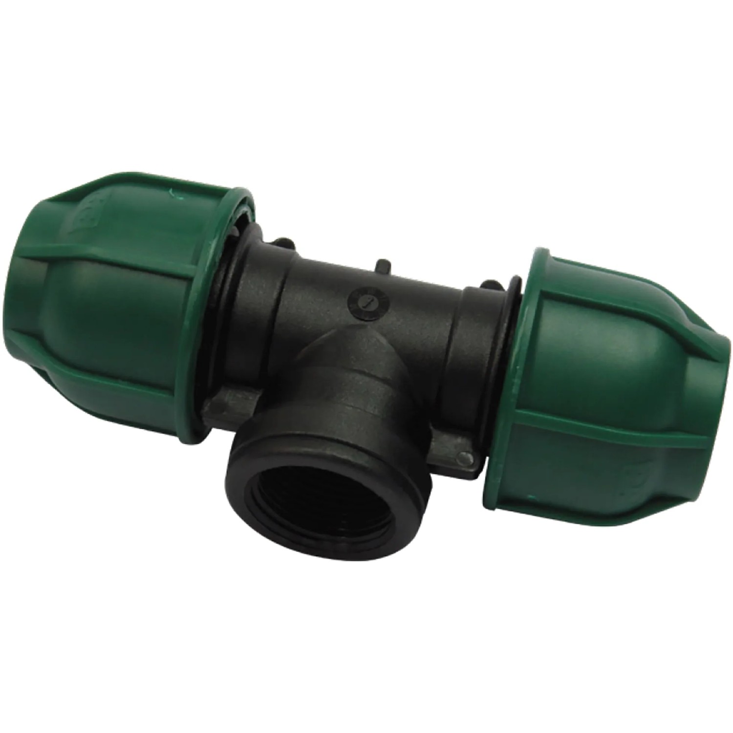 Raccordo a T per irrigazione interrata, nero/verde.