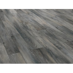 Pavimento laminato Comfort Pino Genova, spessore 7 mm, con venature del legno in grigio-marrone.