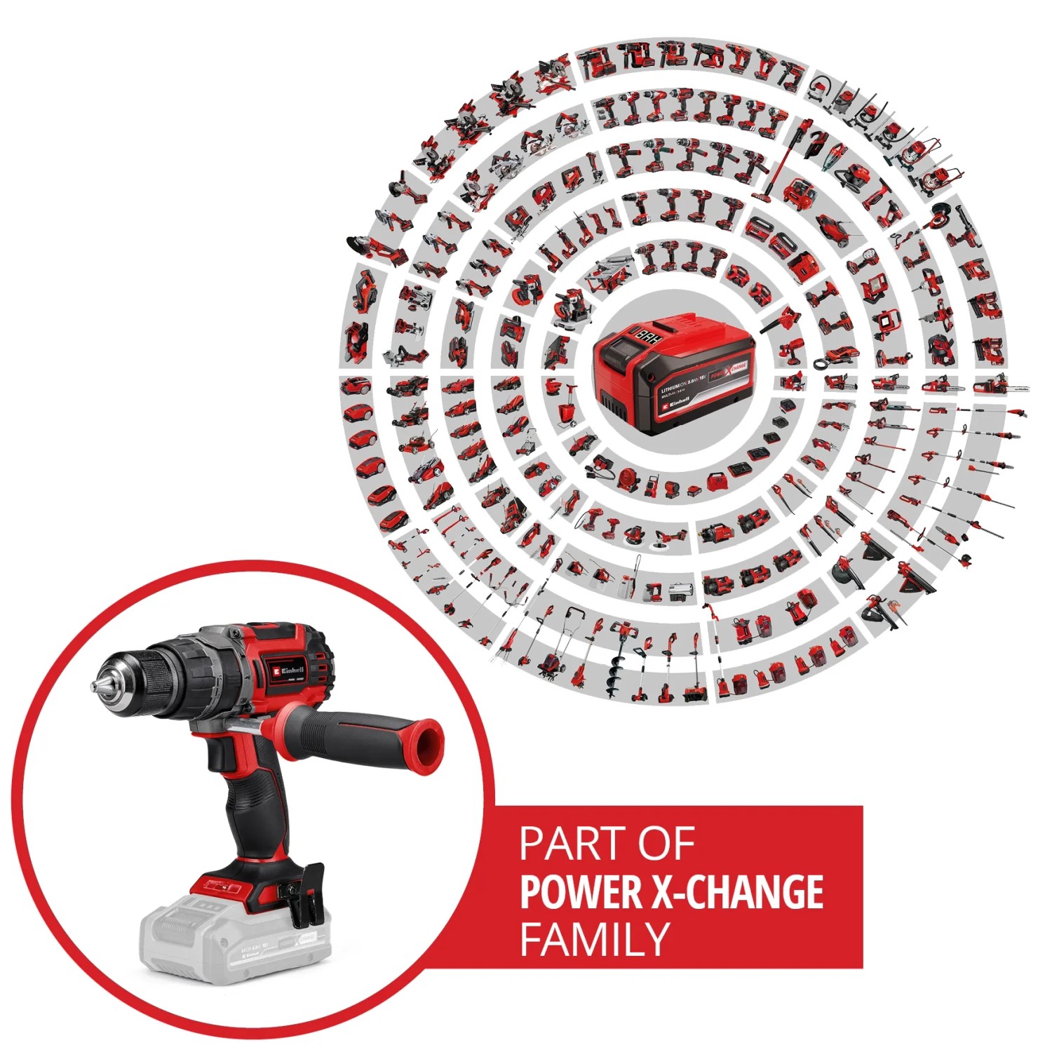Trapano avvitatore a percussione a batteria Einhell TP-CD 18/60 Li-i BL Solo con batteria Power X-Change e accessori.