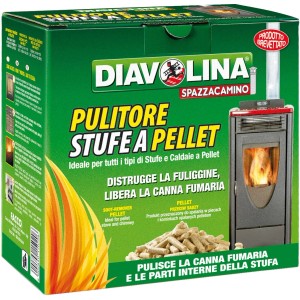 Diavolina Spazzacamino per stufe a pellet, rimuove la fuliggine e pulisce le canne fumarie.