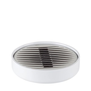 Dispenser sapone t.b.t., bianco con vassoio scanalato per bagno e WC.