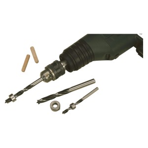 Set di punte per tasselli LUX (6-10 mm) con anelli di profondità e trapano.