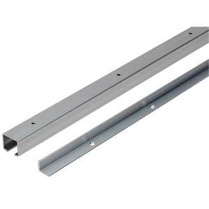 Profilo di scorrimento e guida WingLine 77 in acciaio, grigio, per ferramenta per porte scorrevoli. Per avvitare.