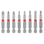 Set di inserti Einhell da 10 pezzi, 50 mm, con vari profili (PH, PZ, TX, HEX) per avvitatori a batteria.