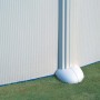 Dettaglio piscina Gre Haiti con pareti in acciaio, 610x375x132 cm, sistema Omega, parete in acciaio bianca e supporto.