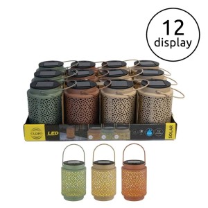 Lampada solare metallo LED 12 pz per display 200mAh 1,2V Ø80xH100 mm