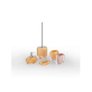 Set bagno t.b.t. con dispenser sapone, scopino WC, portasapone e bicchieri.