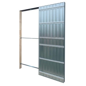 Porta scorrevole in metallo con telaio in legno per accessori per porte.