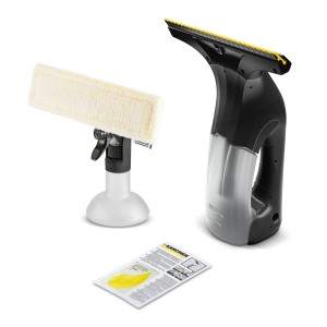 Kärcher WV 1 Black Edition lavavetri a batteria con flacone spray e detergente.