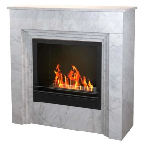 Camino a bioetanolo terra Divina Fire Bellini 3,4 kW L96xP35xH96 cm marmo bianco