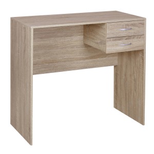 Scrivania effetto legno con due cassetti per ufficio o studio.