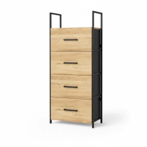 Cassettiera in metallo 4 cassetti 40x24xh.100 cm legno chiaro